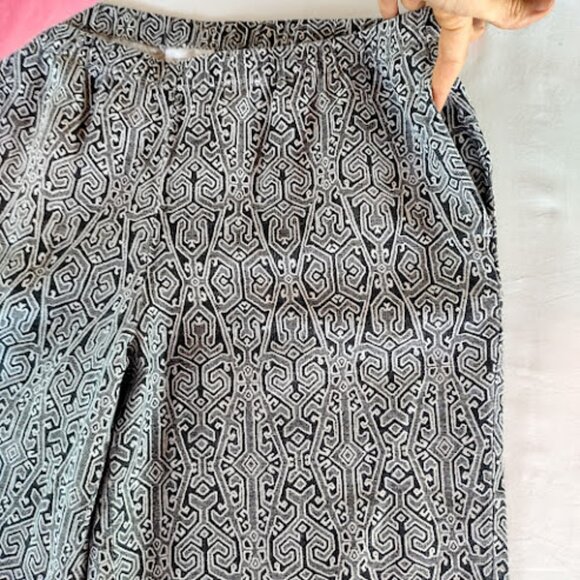 J JILL LOVE LINEN 100% Linen Wide Leg Cropped Boho Print Pull On Pants M - Picture 5 of 12